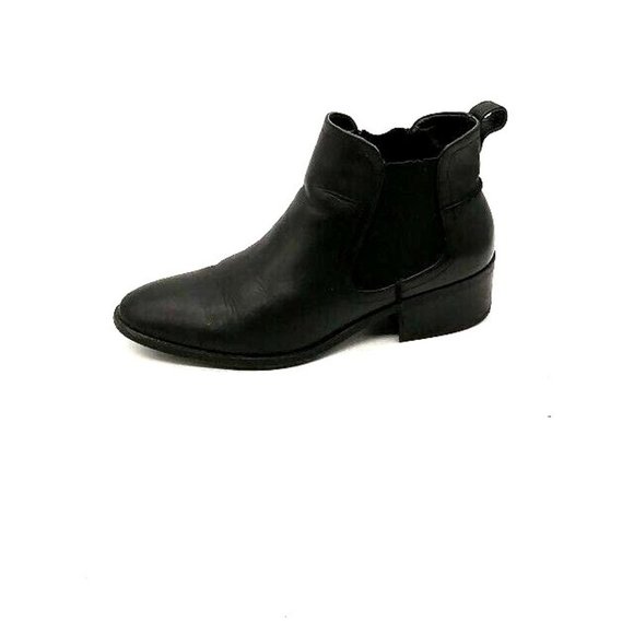 Steve Madden Womens‎ Ankle Boot Dicey Black Leather Pull On Elastic Gussets 8.5 - Picture 1 of 11